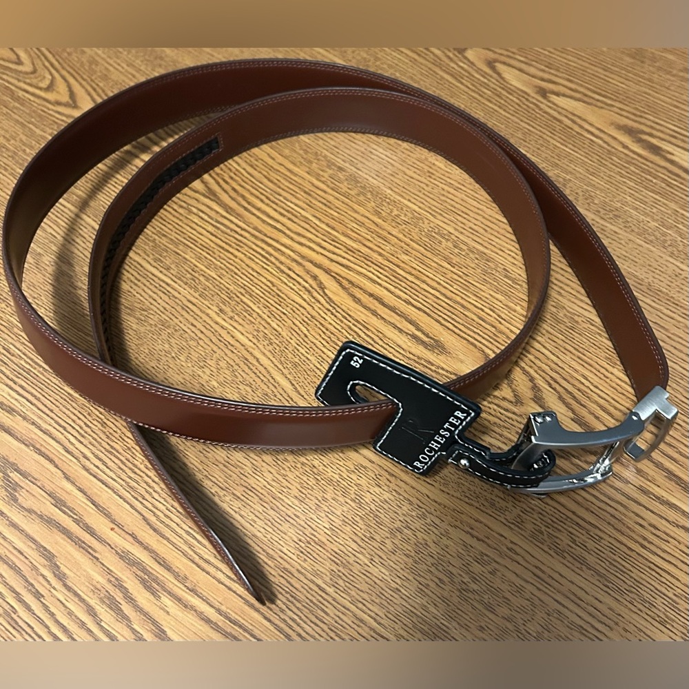 Big and Tall Sleek Brown Leather Men's Belt Size 52”